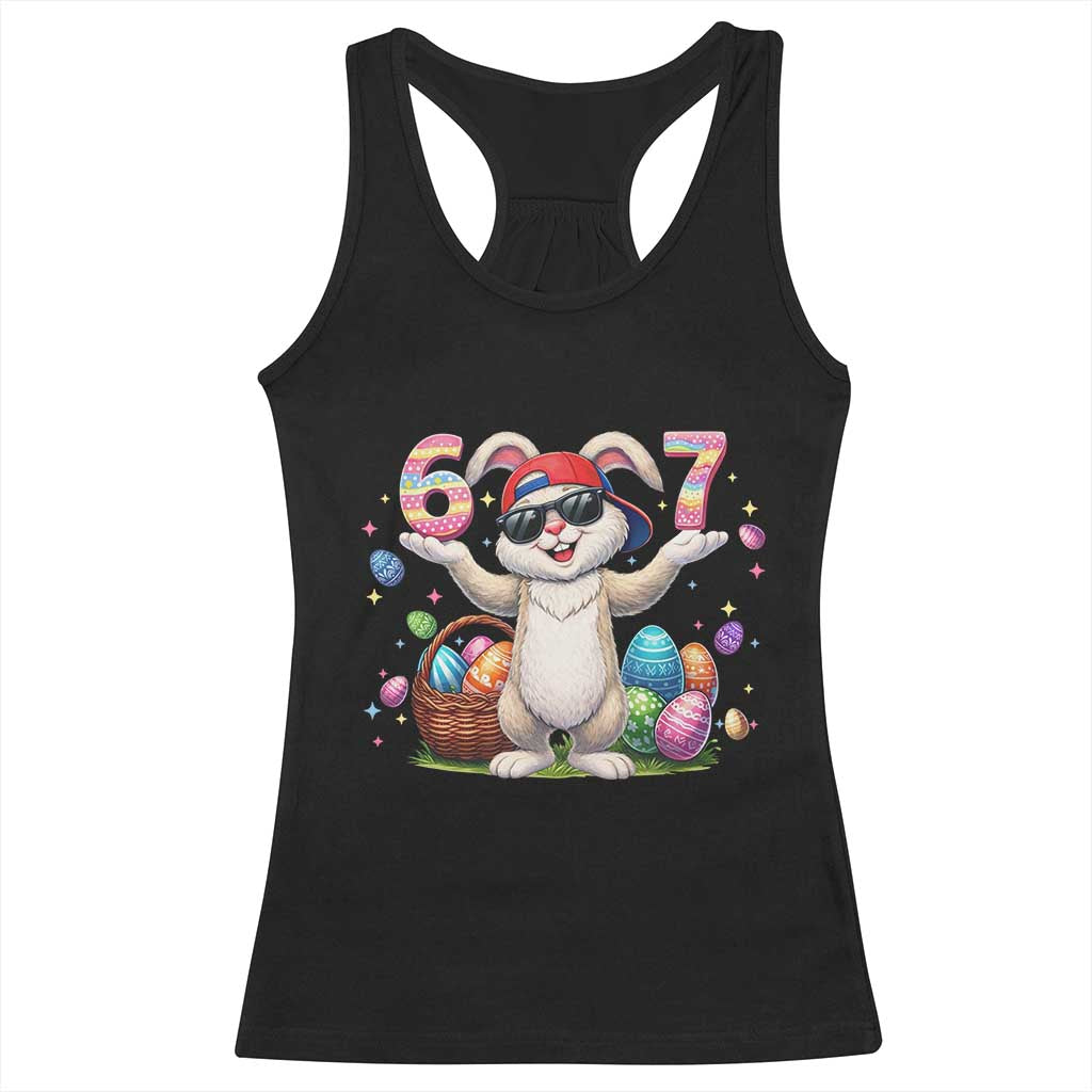 Funny Easter Day Six Seven 67 Bunny Boys Kids Racerback Tank Top TS11 Black Print Your Wear