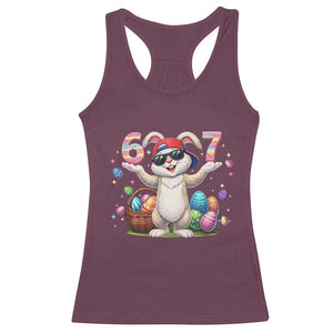 Funny Easter Day Six Seven 67 Bunny Boys Kids Racerback Tank Top TS11 Maroon Print Your Wear