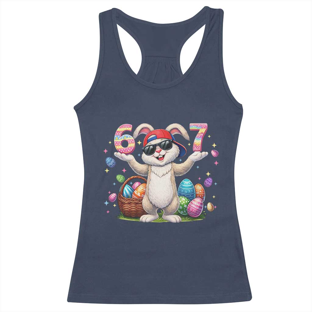 Funny Easter Day Six Seven 67 Bunny Boys Kids Racerback Tank Top TS11 Navy Print Your Wear