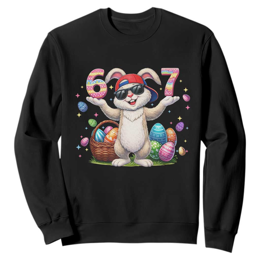 Funny Easter Day Six Seven 67 Bunny Boys Kids Sweatshirt TS11 Black Print Your Wear