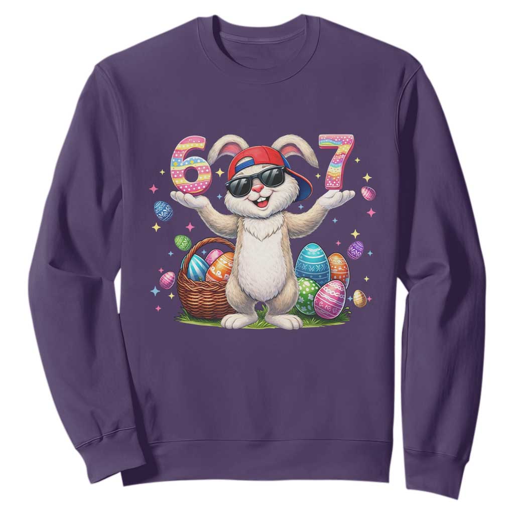 Funny Easter Day Six Seven 67 Bunny Boys Kids Sweatshirt TS11 Purple Print Your Wear