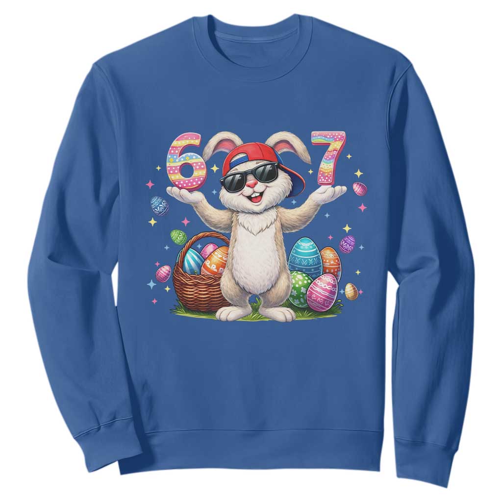 Funny Easter Day Six Seven 67 Bunny Boys Kids Sweatshirt TS11 Royal Blue Print Your Wear