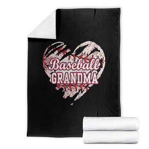 Baseball Grandma Throw Blanket Vintage Baseball Heart Game Day TS11 Black Print Your Wear
