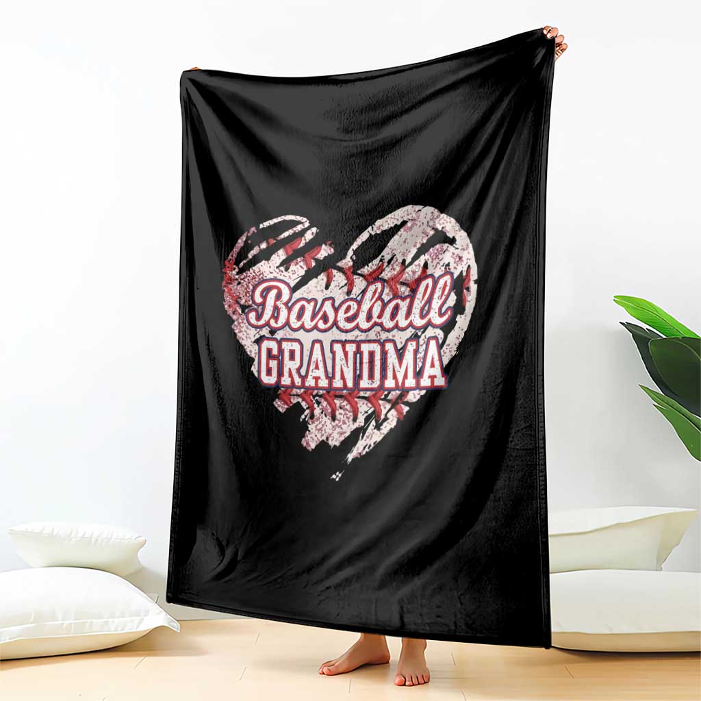 Baseball Grandma Throw Blanket Vintage Baseball Heart Game Day TS11 Print Your Wear