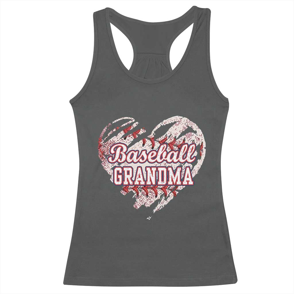 Baseball Grandma Racerback Tank Top Vintage Baseball Heart Game Day TS11 Dark Heather Print Your Wear