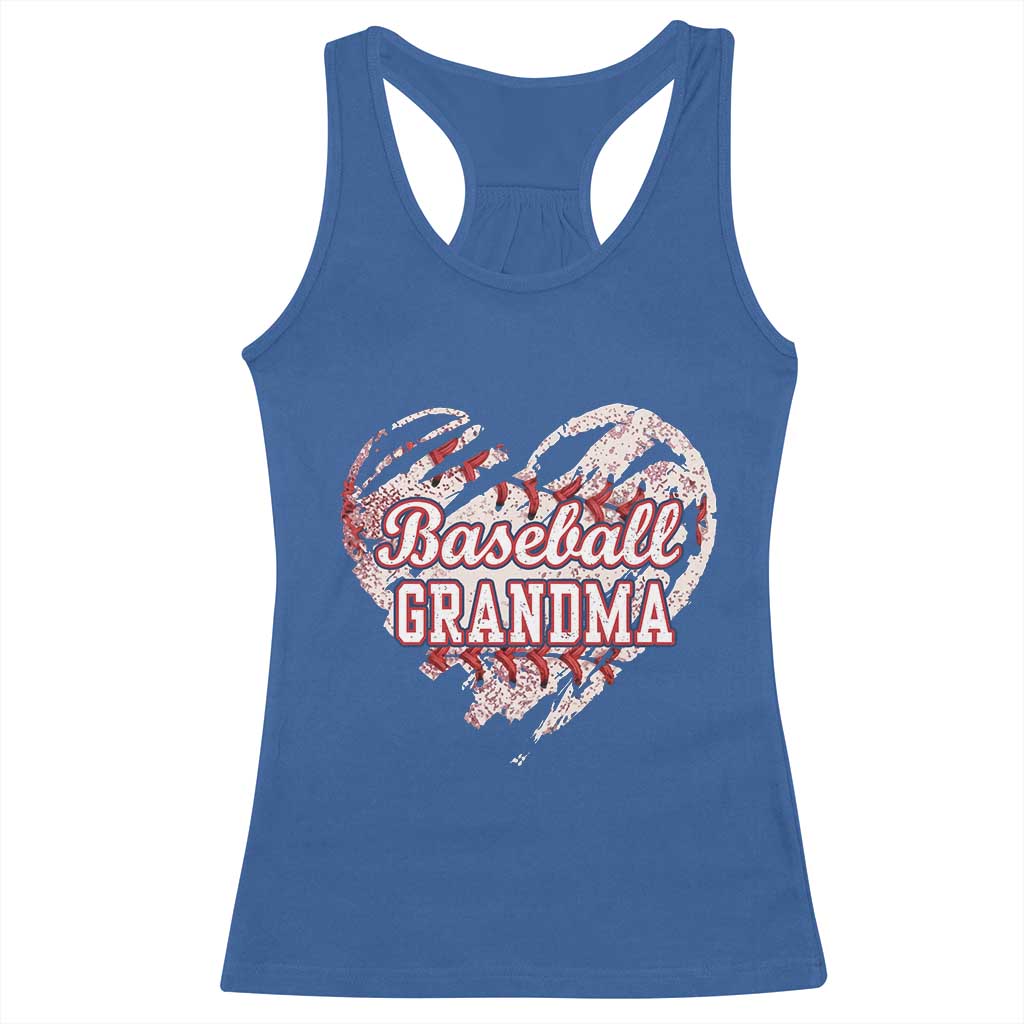 Baseball Grandma Racerback Tank Top Vintage Baseball Heart Game Day TS11 Royal Blue Print Your Wear