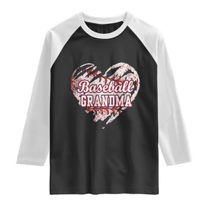 Baseball Grandma Raglan Shirt Vintage Baseball Heart Game Day TS11 Black White Print Your Wear