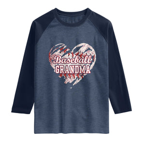 Baseball Grandma Raglan Shirt Vintage Baseball Heart Game Day TS11 Heather Denim Navy Print Your Wear