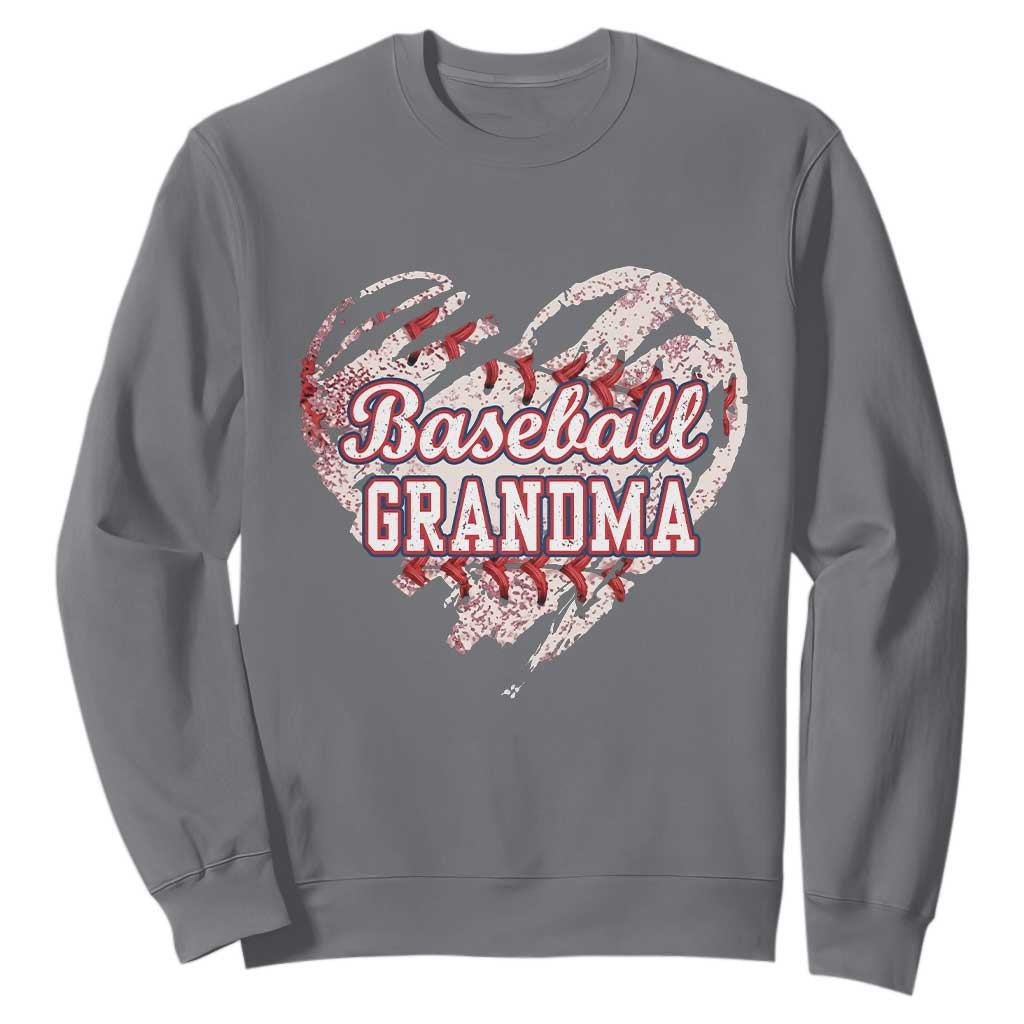 Baseball Grandma Sweatshirt Vintage Baseball Heart Game Day TS11 Charcoal Print Your Wear
