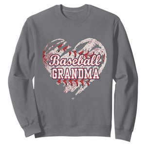 Baseball Grandma Sweatshirt Vintage Baseball Heart Game Day TS11 Charcoal Print Your Wear