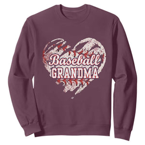 Baseball Grandma Sweatshirt Vintage Baseball Heart Game Day TS11 Maroon Print Your Wear
