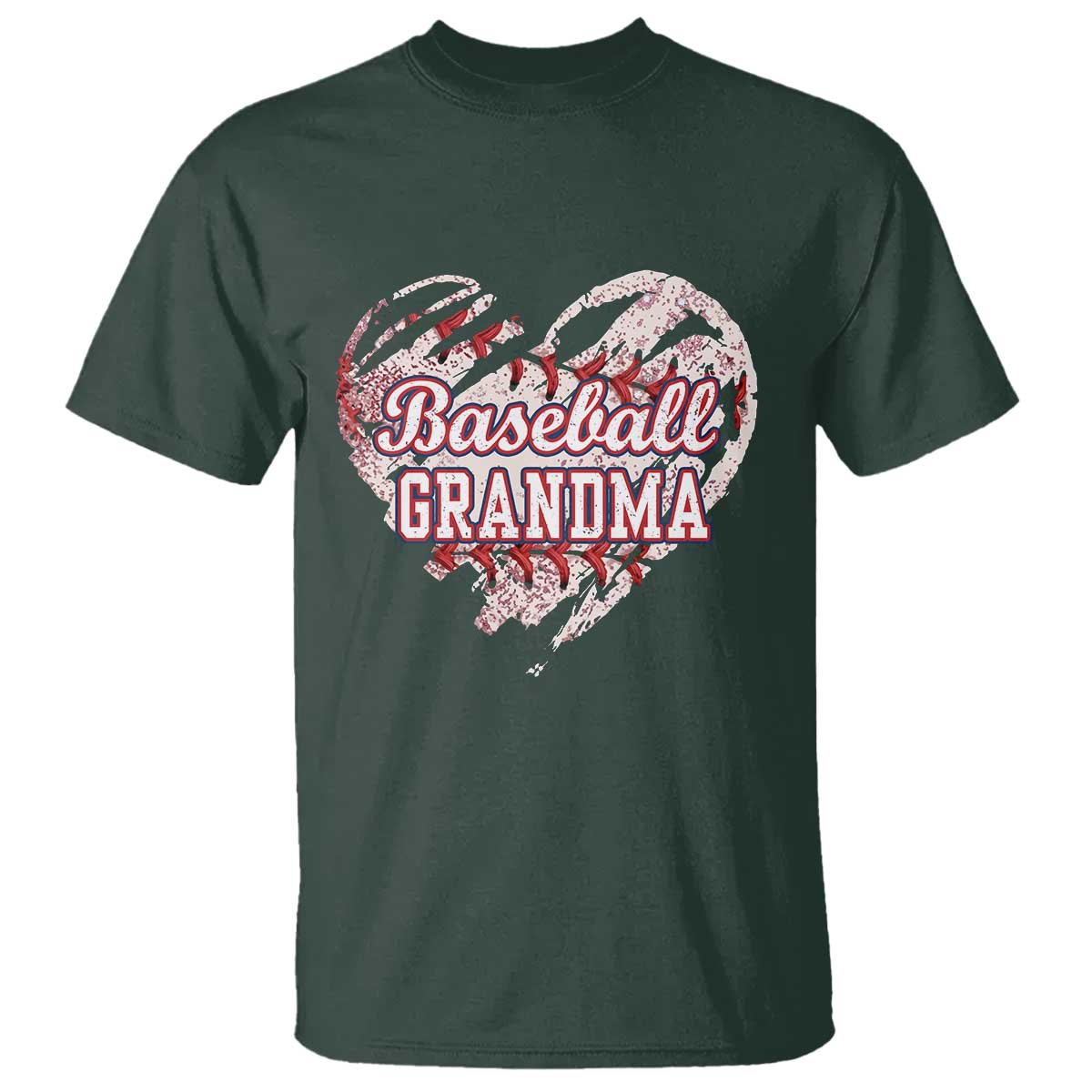 Baseball Grandma T Shirt Vintage Baseball Heart Game Day TS11 Dark Forest Green Print Your Wear