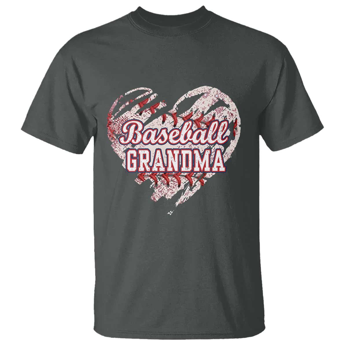 Baseball Grandma T Shirt Vintage Baseball Heart Game Day TS11 Dark Heather Print Your Wear