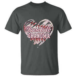 Baseball Grandma T Shirt Vintage Baseball Heart Game Day TS11 Dark Heather Print Your Wear