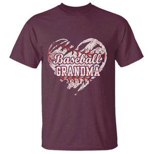 Baseball Grandma T Shirt Vintage Baseball Heart Game Day TS11 Maroon Print Your Wear