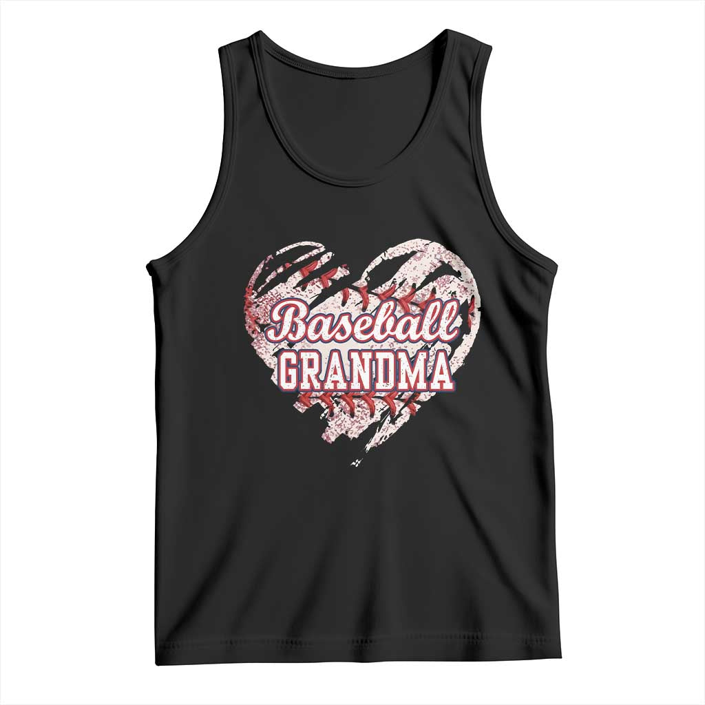 Baseball Grandma Tank Top Vintage Baseball Heart Game Day TS11 Black Print Your Wear