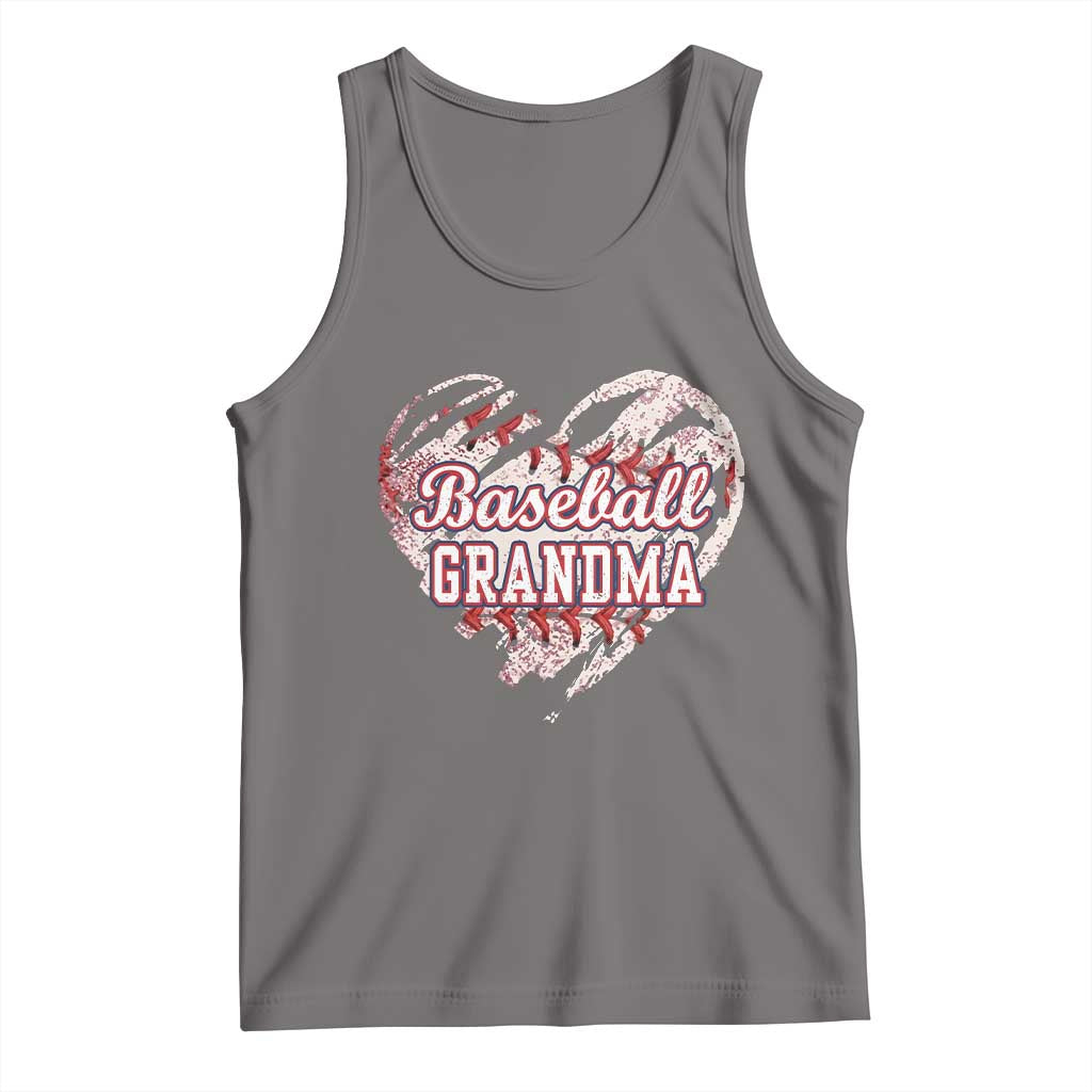 Baseball Grandma Tank Top Vintage Baseball Heart Game Day TS11 Deep Heather Print Your Wear
