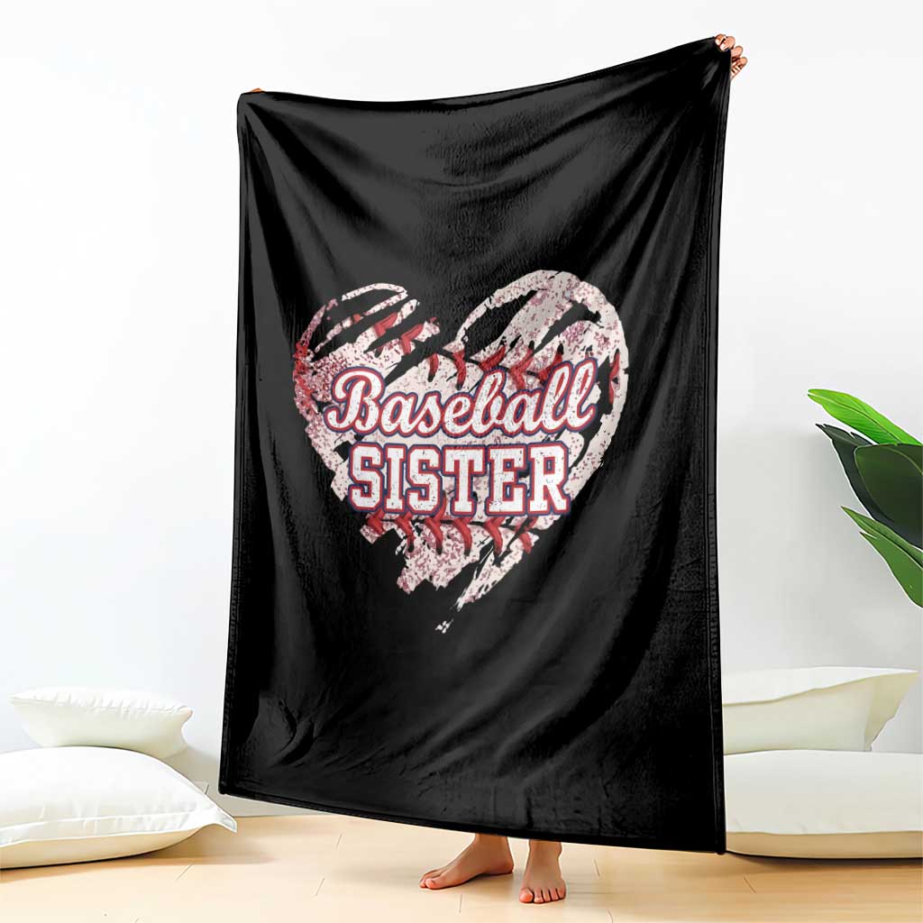 Baseball Sister Throw Blanket Vintage Baseball Heart Game Day TS11 Print Your Wear