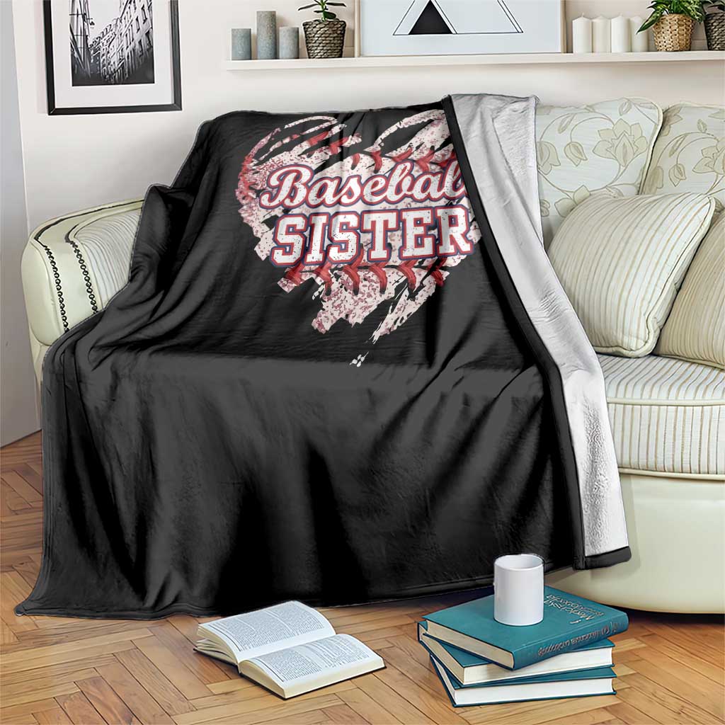 Baseball Sister Throw Blanket Vintage Baseball Heart Game Day TS11 Print Your Wear