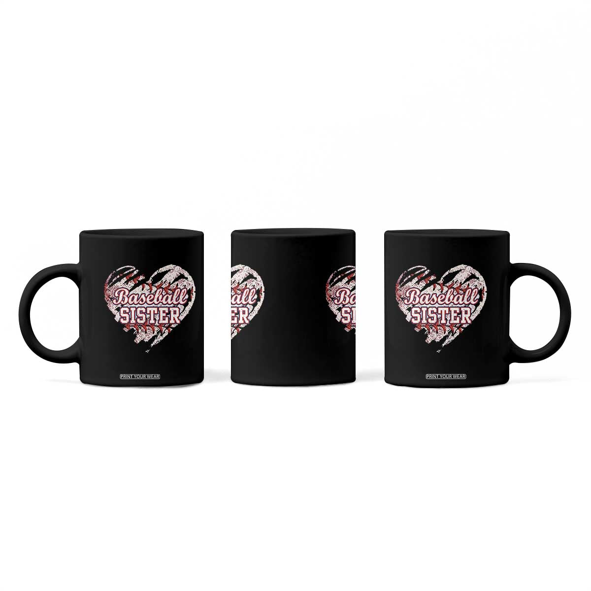 Baseball Sister Coffee Mug Vintage Baseball Heart Game Day TS11 Print Your Wear