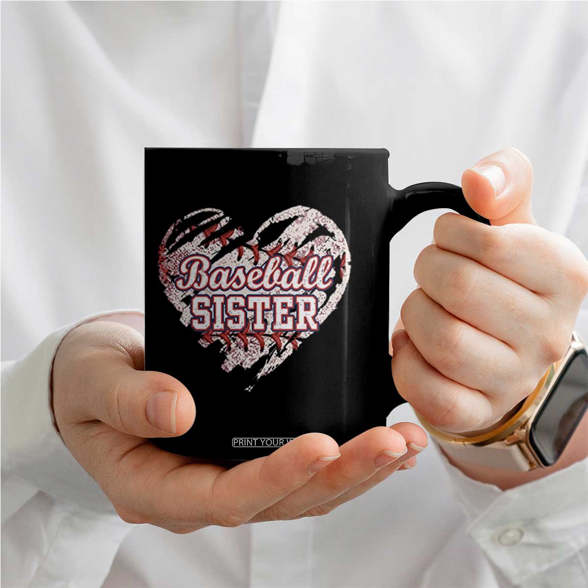 Baseball Sister Coffee Mug Vintage Baseball Heart Game Day TS11 Print Your Wear
