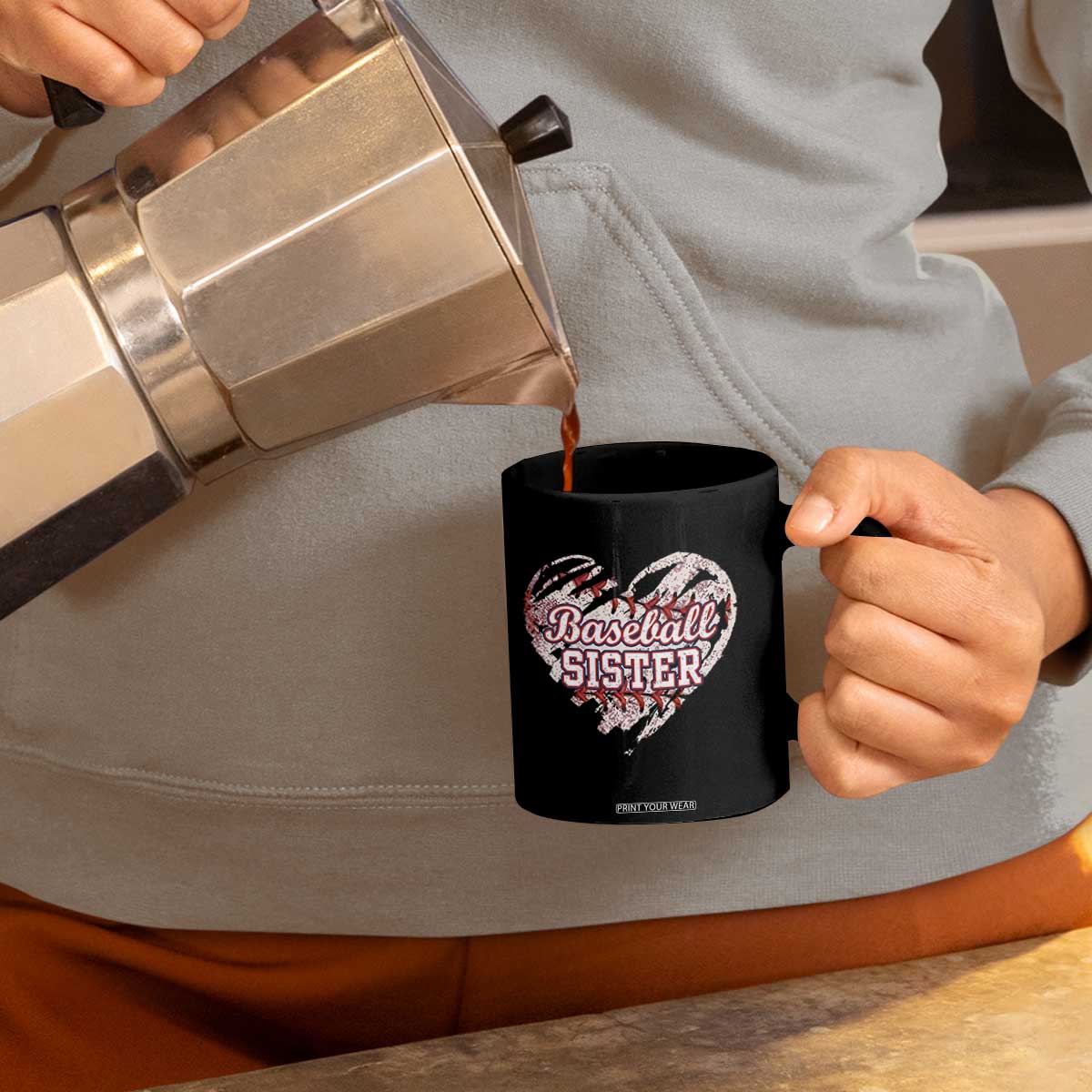 Baseball Sister Coffee Mug Vintage Baseball Heart Game Day TS11 Print Your Wear