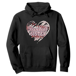 Baseball Sister Hoodie Vintage Baseball Heart Game Day TS11 Black Print Your Wear