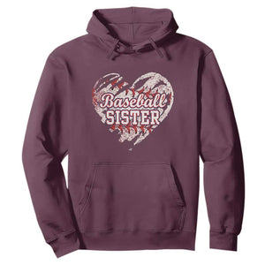 Baseball Sister Hoodie Vintage Baseball Heart Game Day TS11 Maroon Print Your Wear