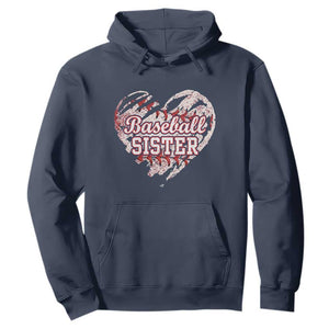 Baseball Sister Hoodie Vintage Baseball Heart Game Day TS11 Navy Print Your Wear