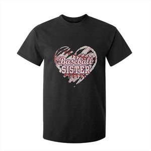 Baseball Sister T Shirt For Kid Vintage Baseball Heart Game Day TS11 Black Print Your Wear