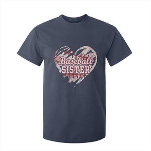 Baseball Sister T Shirt For Kid Vintage Baseball Heart Game Day TS11 Navy Print Your Wear