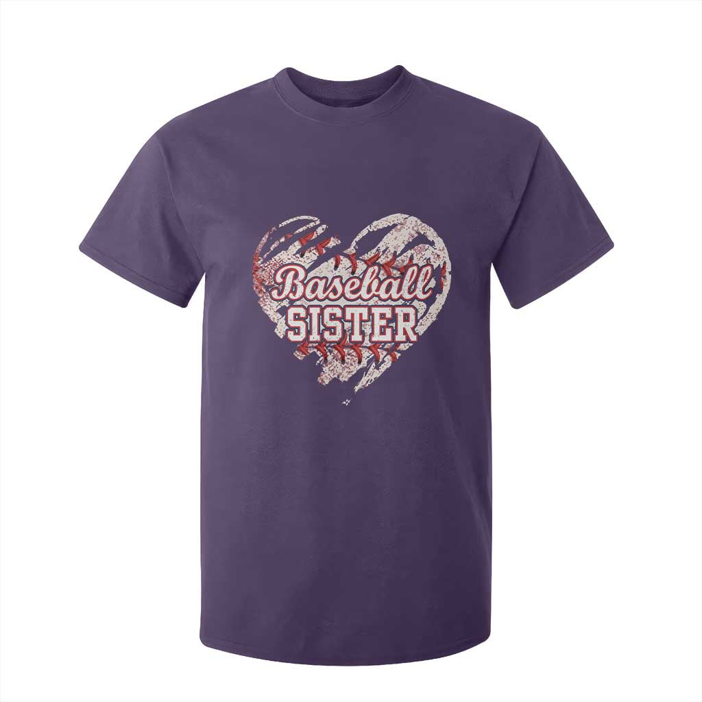 Baseball Sister T Shirt For Kid Vintage Baseball Heart Game Day TS11 Purple Print Your Wear