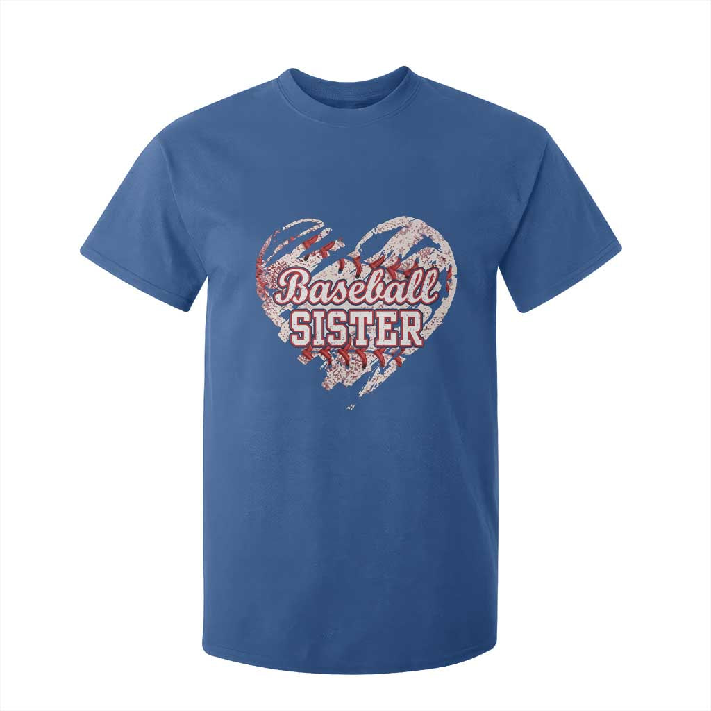 Baseball Sister T Shirt For Kid Vintage Baseball Heart Game Day TS11 Royal Blue Print Your Wear