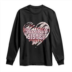 Baseball Sister Long Sleeve Shirt Vintage Baseball Heart Game Day TS11 Black Print Your Wear