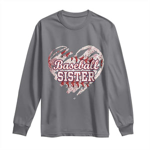 Baseball Sister Long Sleeve Shirt Vintage Baseball Heart Game Day TS11 Charcoal Print Your Wear