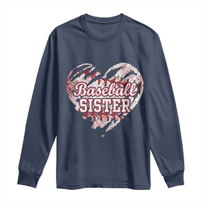 Baseball Sister Long Sleeve Shirt Vintage Baseball Heart Game Day TS11 Navy Print Your Wear