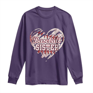 Baseball Sister Long Sleeve Shirt Vintage Baseball Heart Game Day TS11 Purple Print Your Wear