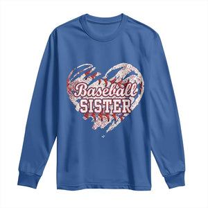 Baseball Sister Long Sleeve Shirt Vintage Baseball Heart Game Day TS11 Royal Blue Print Your Wear