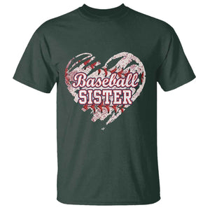 Baseball Sister T Shirt Vintage Baseball Heart Game Day TS11 Dark Forest Green Print Your Wear