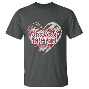 Baseball Sister T Shirt Vintage Baseball Heart Game Day TS11 Dark Heather Print Your Wear