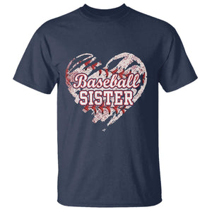 Baseball Sister T Shirt Vintage Baseball Heart Game Day TS11 Navy Print Your Wear