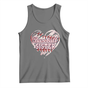 Baseball Sister Tank Top Vintage Baseball Heart Game Day TS11 Black Heather Print Your Wear