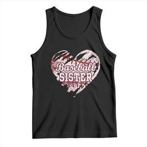 Baseball Sister Tank Top Vintage Baseball Heart Game Day TS11 Black Print Your Wear