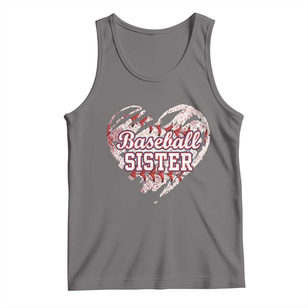 Baseball Sister Tank Top Vintage Baseball Heart Game Day TS11 Deep Heather Print Your Wear