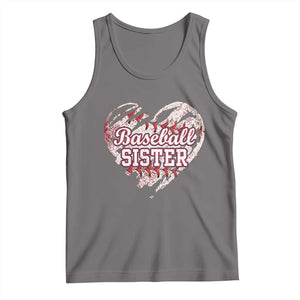 Baseball Sister Tank Top Vintage Baseball Heart Game Day TS11 Deep Heather Print Your Wear
