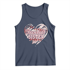 Baseball Sister Tank Top Vintage Baseball Heart Game Day TS11 Navy Print Your Wear