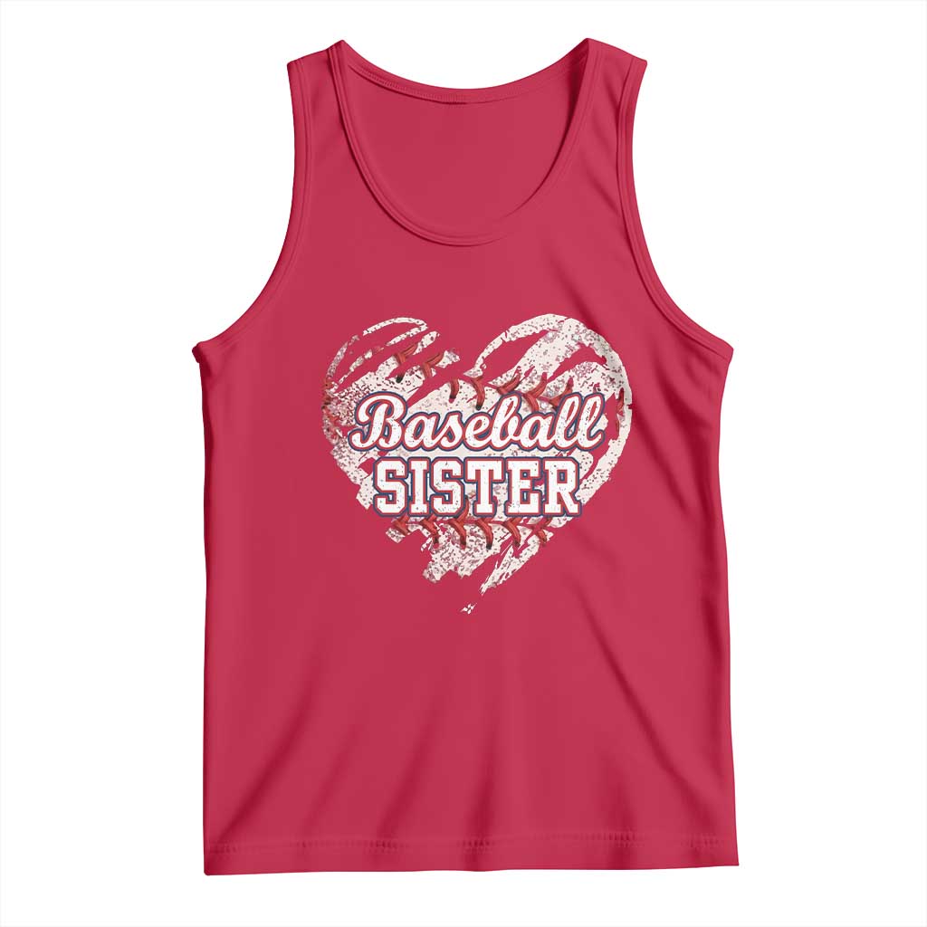 Baseball Sister Tank Top Vintage Baseball Heart Game Day TS11 Red Print Your Wear