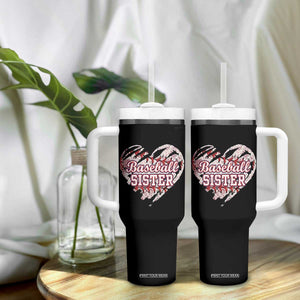 Baseball Sister Tumbler With Handle Vintage Baseball Heart Game Day TS11 Print Your Wear