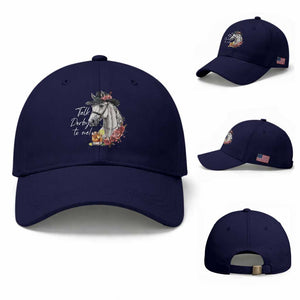 Funny Horse Lover Talk Derby To Me Baseball Cap TS11 Baseball Cap Universal Fit Dark Blue Print Your Wear