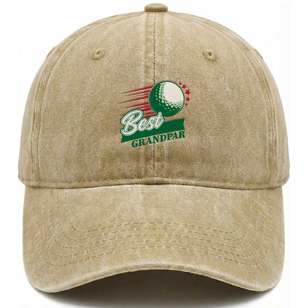 Golfing Dad Washed Cotton Baseball Cap Best Grandpar Golf Ball Father's Day TS11 Print Your Wear